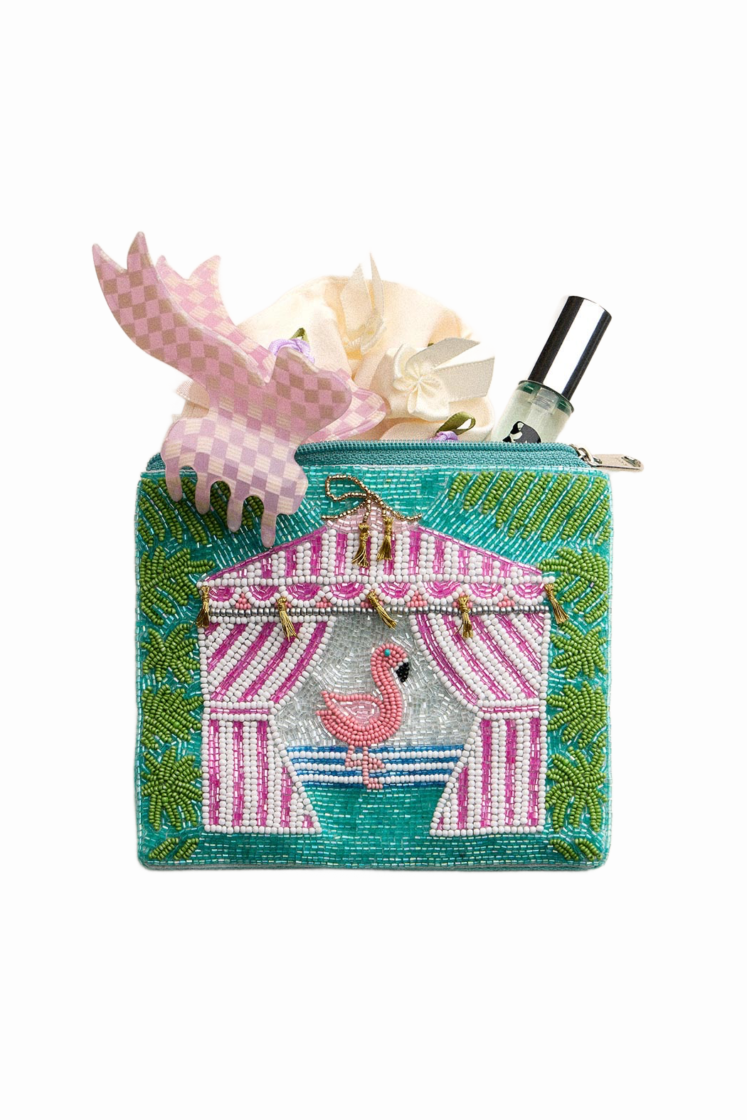 Flamingo's Cabana Beaded Pouch