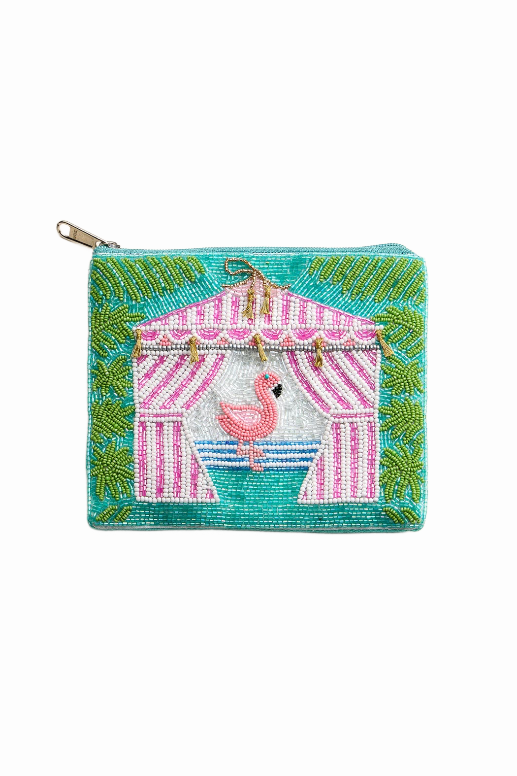 Flamingo's Cabana Beaded Pouch