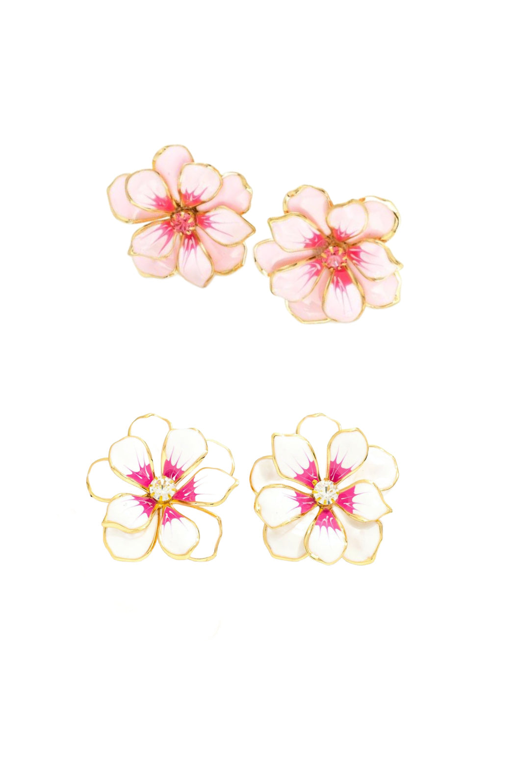 Painted Enamel Flower Earrings