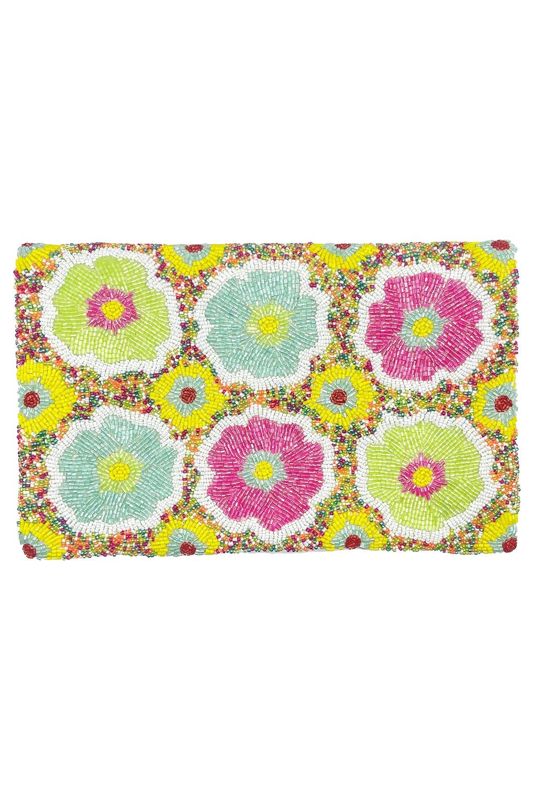 Flower Power Beaded Clutch Crossbody Bag