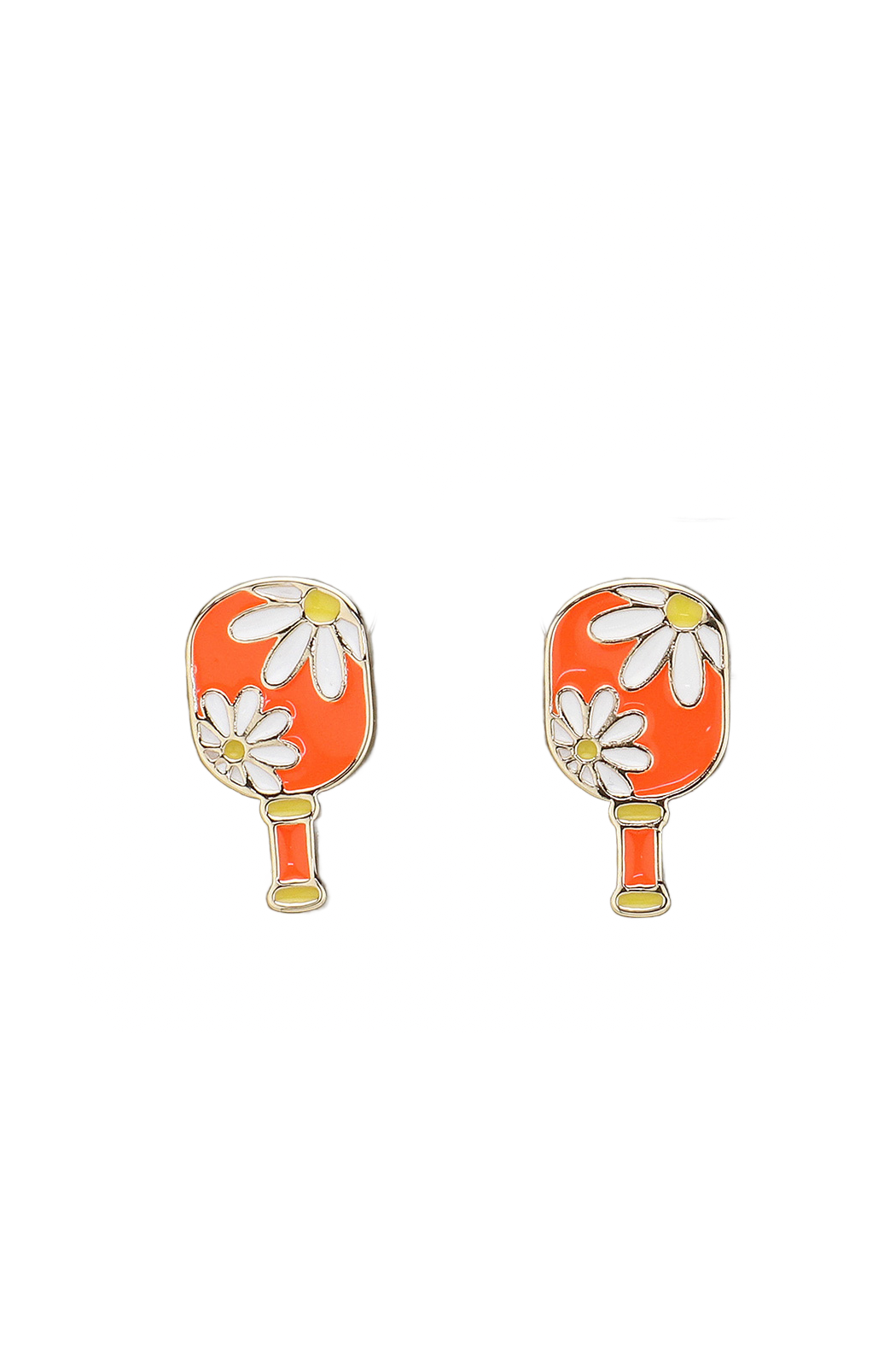 Enamel Flower Pickleball Earrings