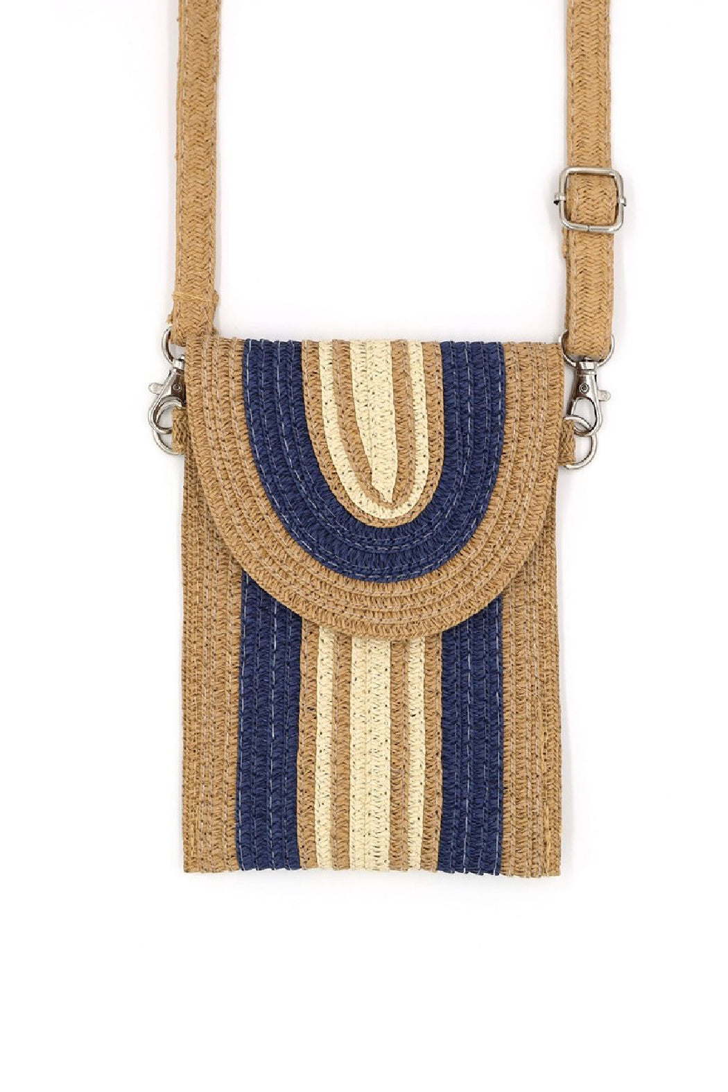 Stripe Straw Crossbody Bag