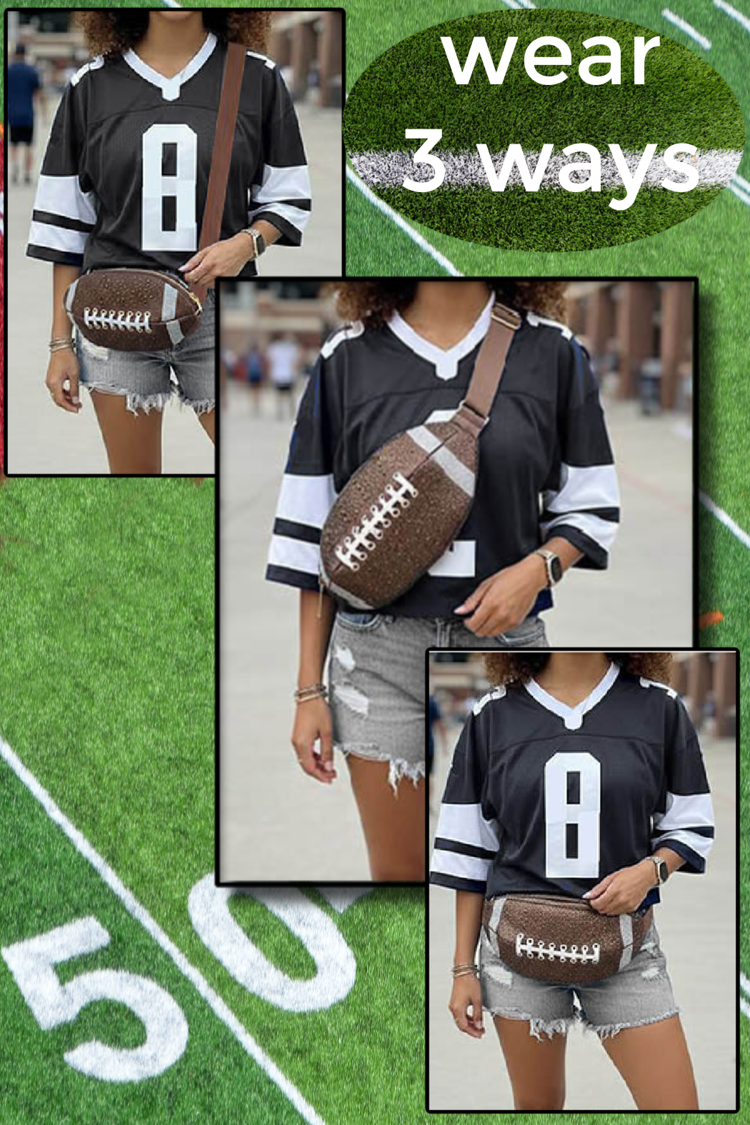 Crystal Laced Up Football Sling Bag