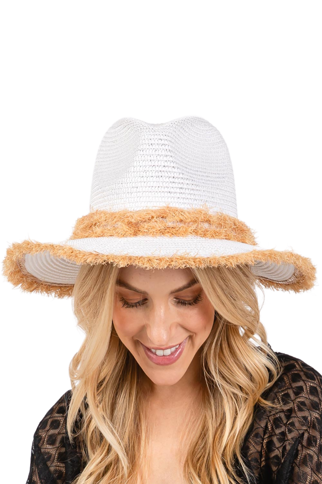 Frayed Edge and Band Straw Sun Hat