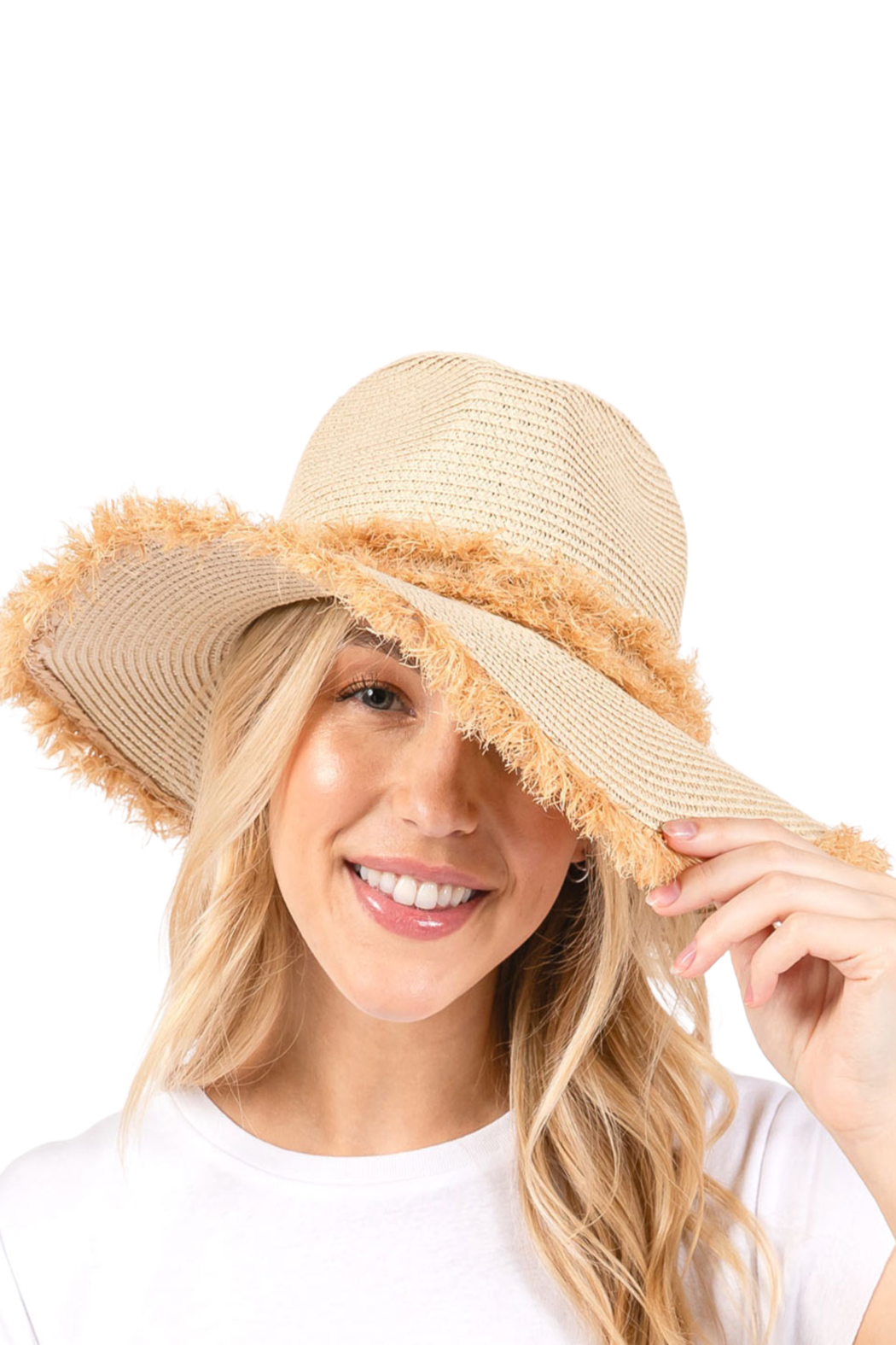 Frayed Edge and Band Straw Sun Hat