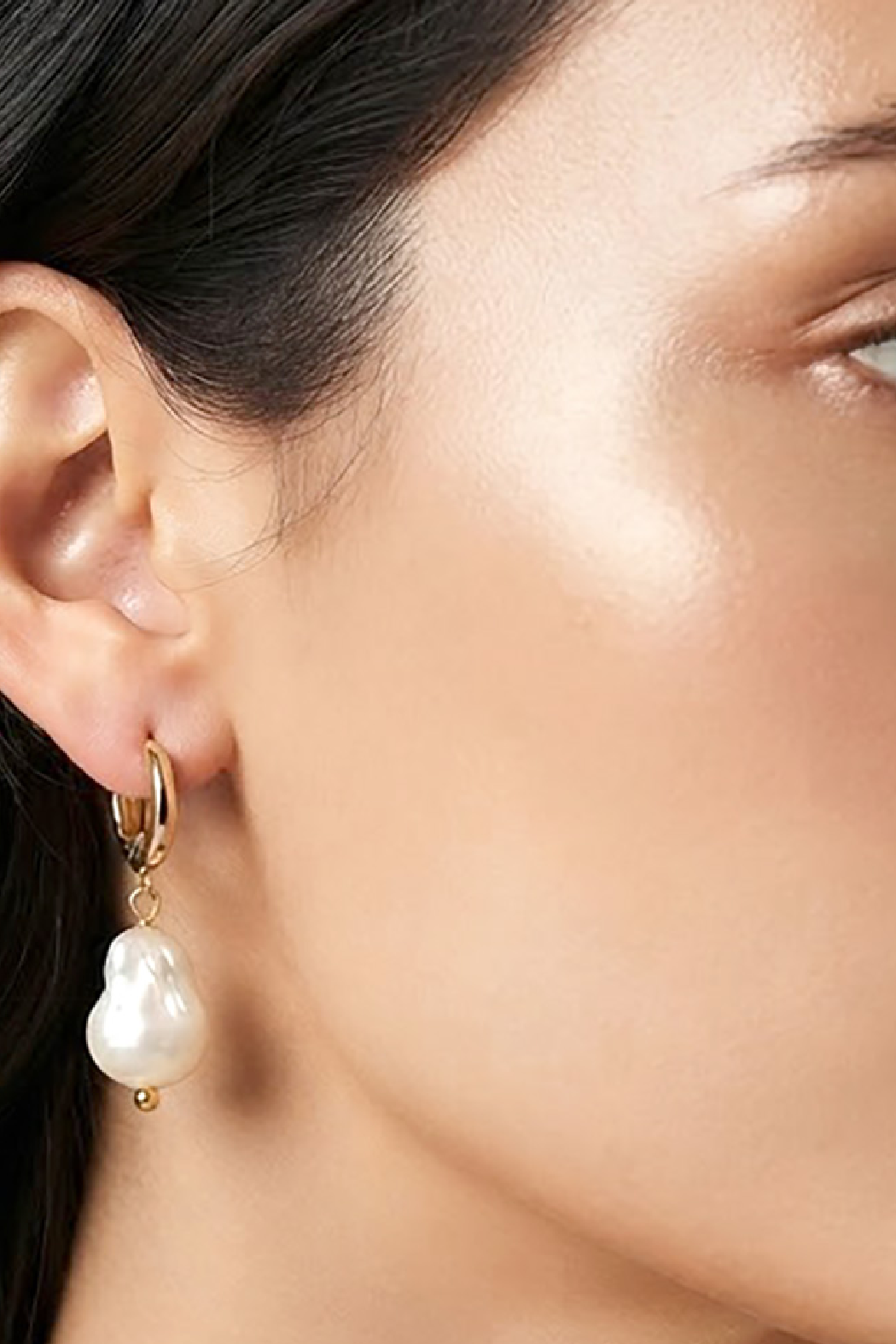 Gold Plated Genuine Freshwater Hoop Earrings