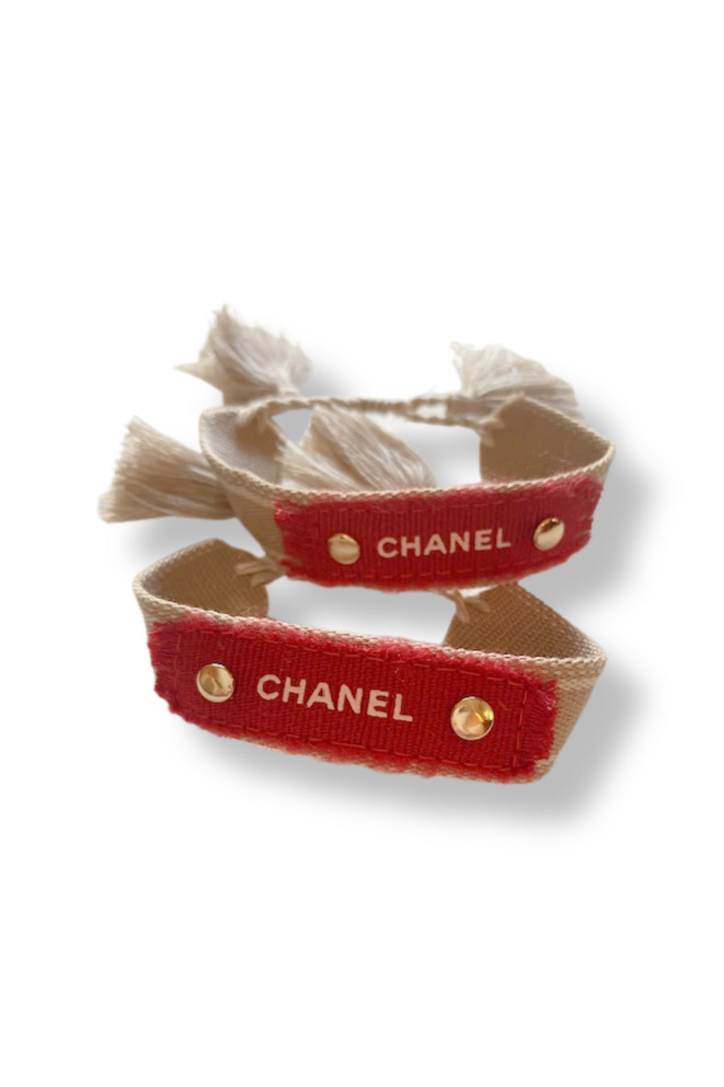 Red Chanel Ribbon Fabric Bracelet