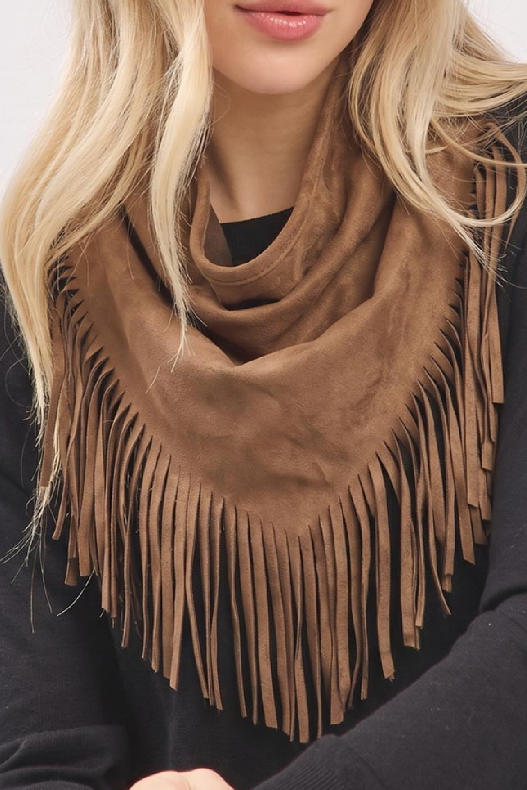 Vegan Suede Fringe Scarf