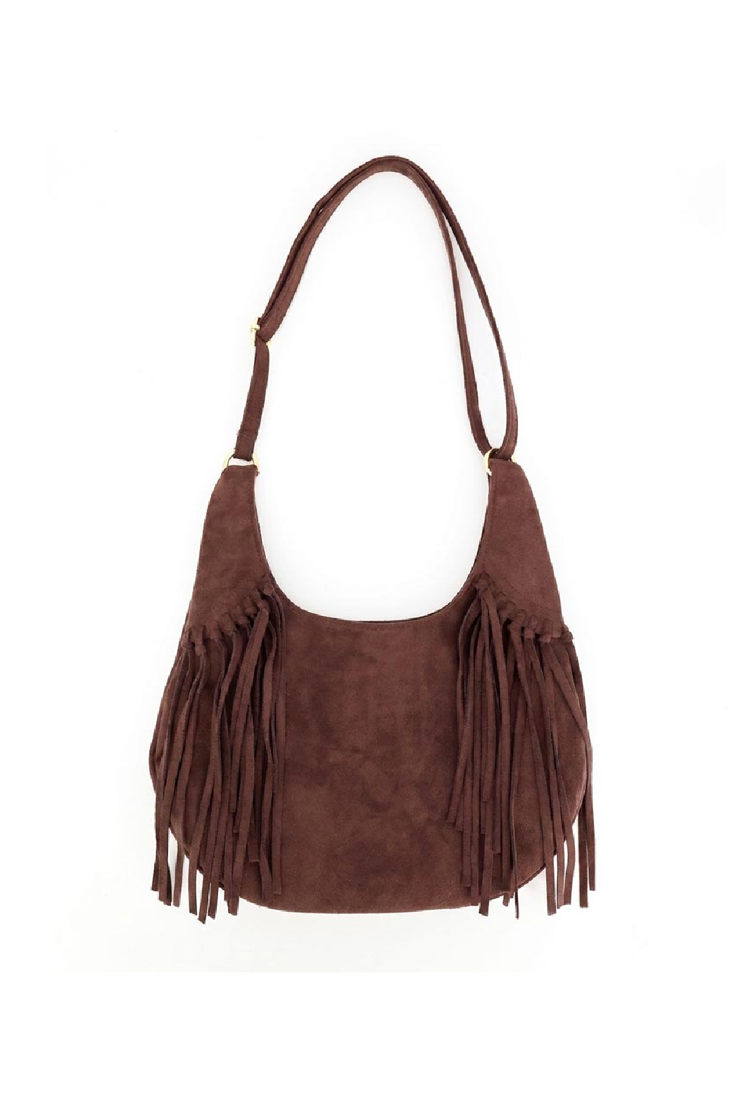 Suede Fringe Hobo Bag