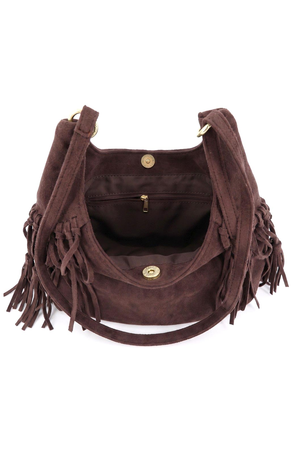 Suede Fringe Hobo Bag