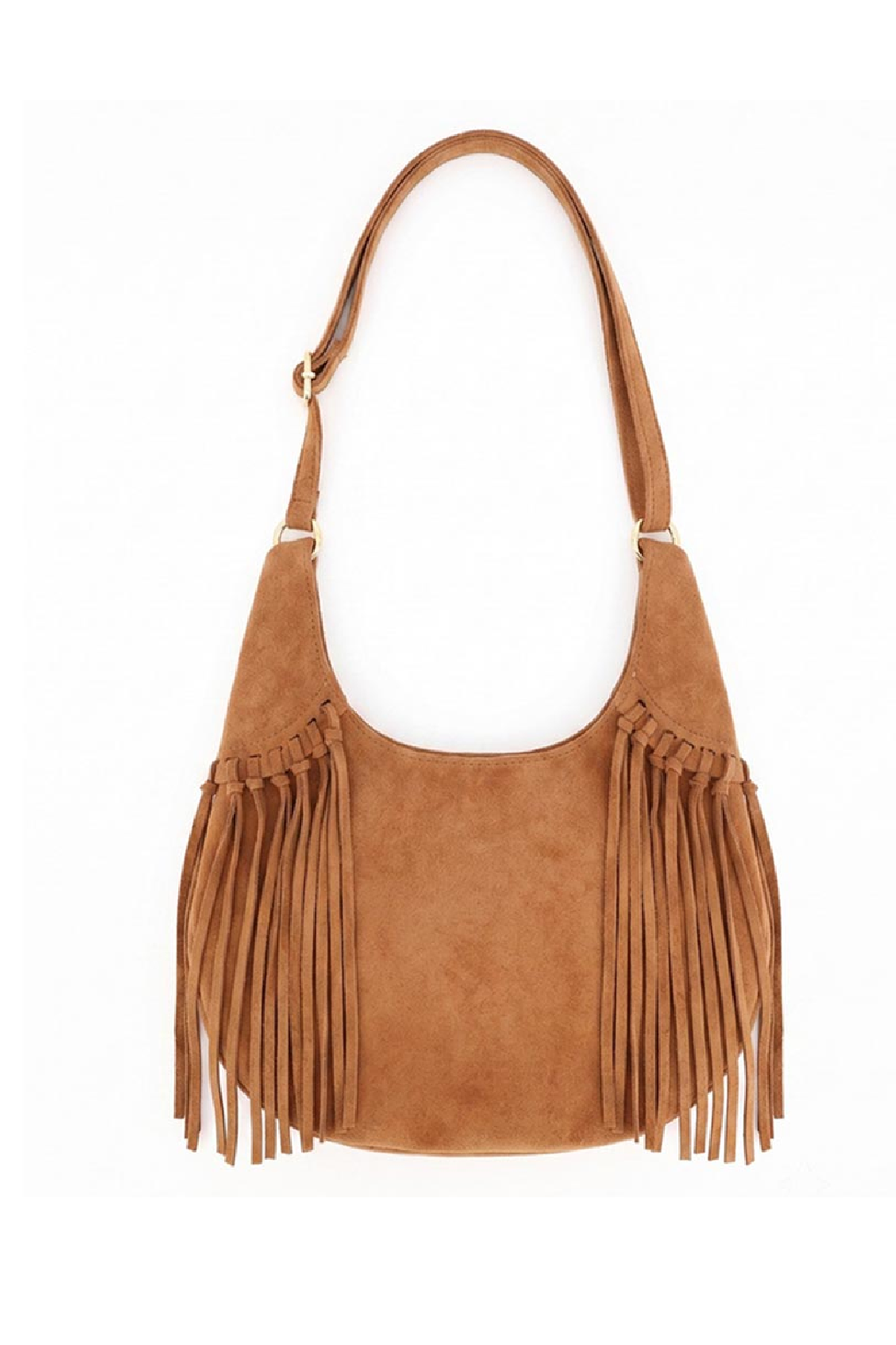 Suede Fringe Hobo Bag