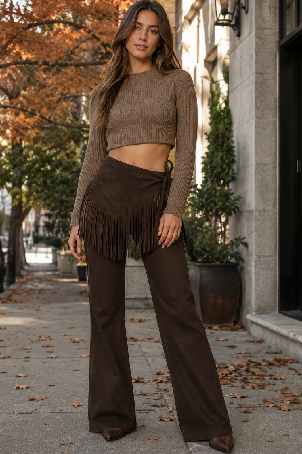 Vegan Suede Fringe Scarf