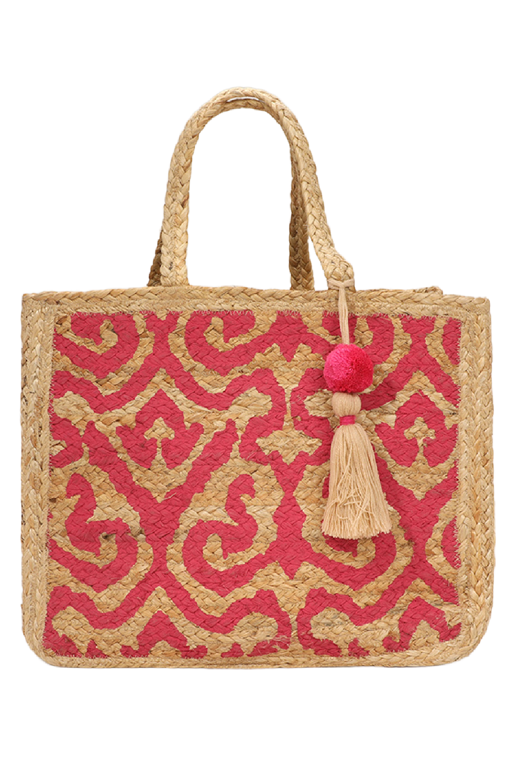 Damask Straw Tote Bag