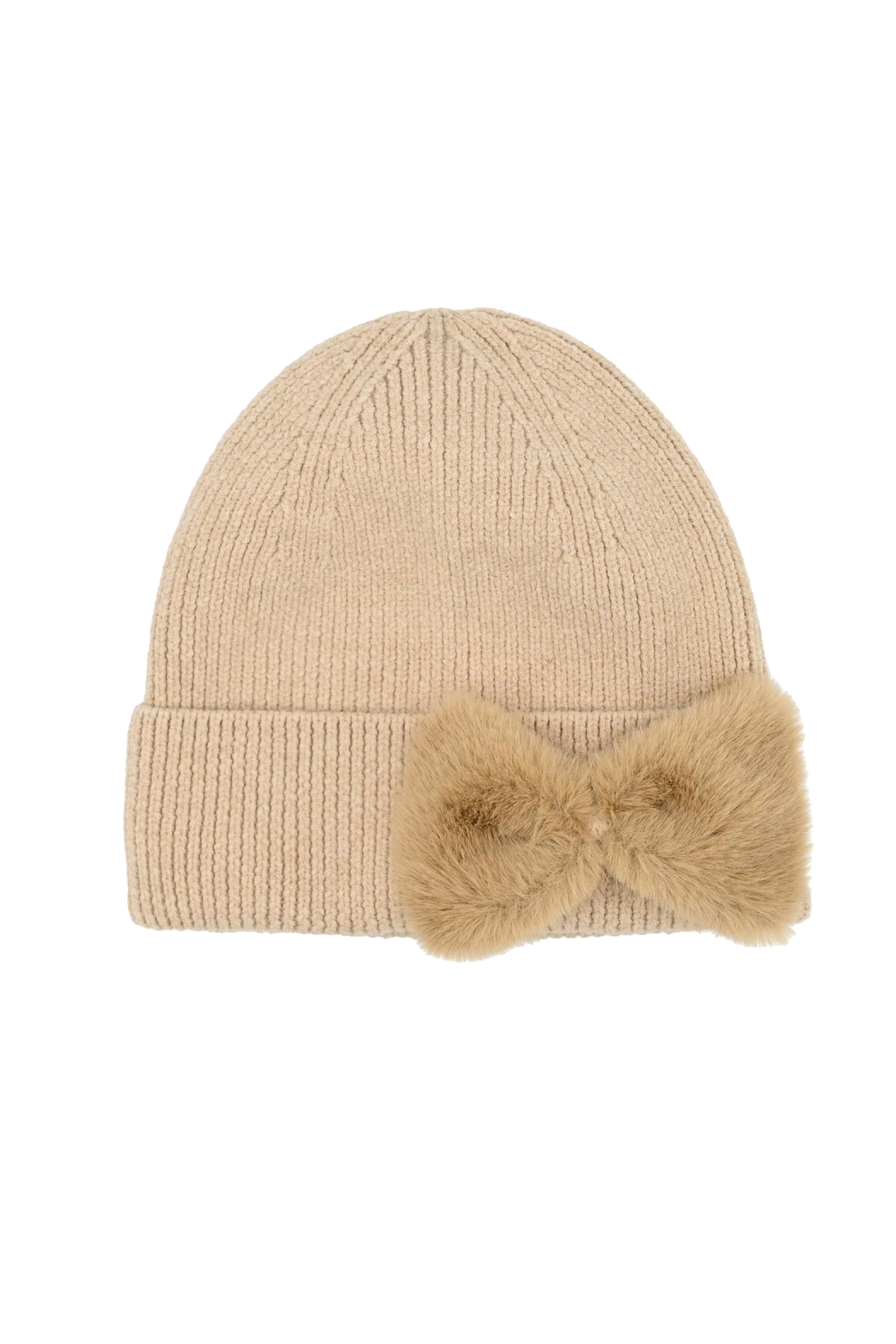 Faux Fur Bow Knit Beanie