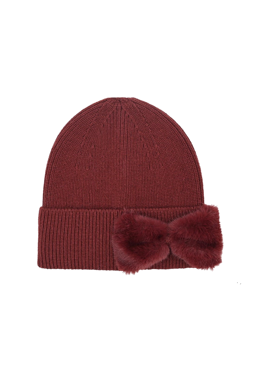 Faux Fur Bow Knit Beanie