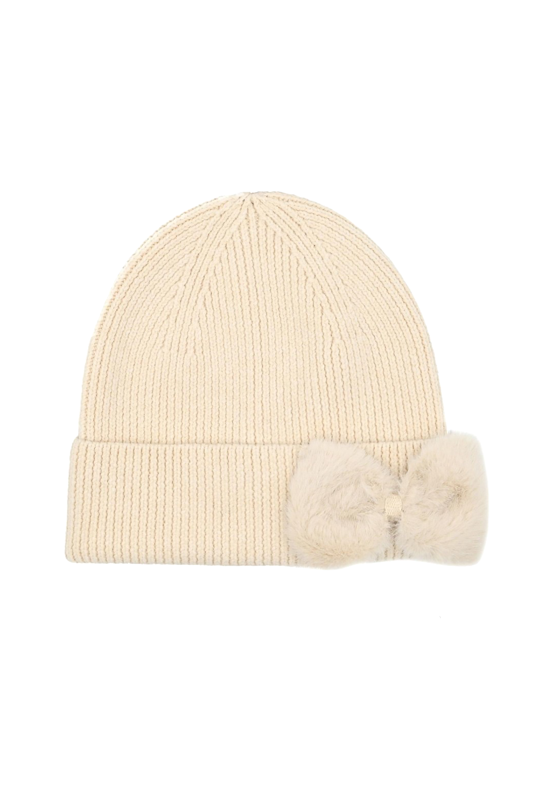 Faux Fur Bow Knit Beanie