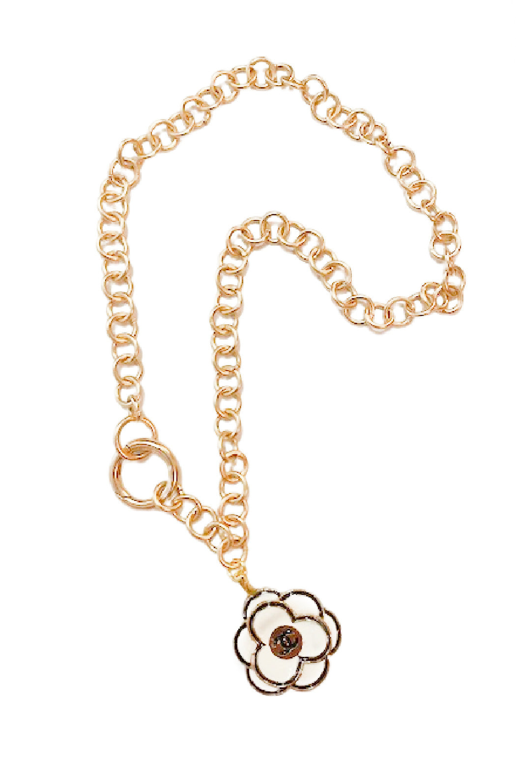 Chanel Gardenia Button Necklace