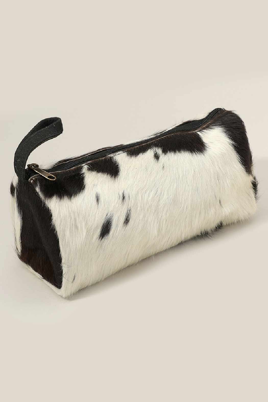 Genuine Fur B & W  Travel Cosmetic Pouch