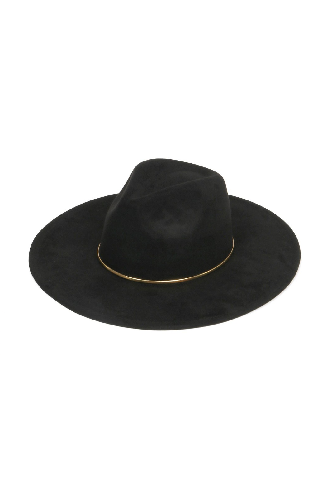 Gold Banded Vegan Suede Fedora