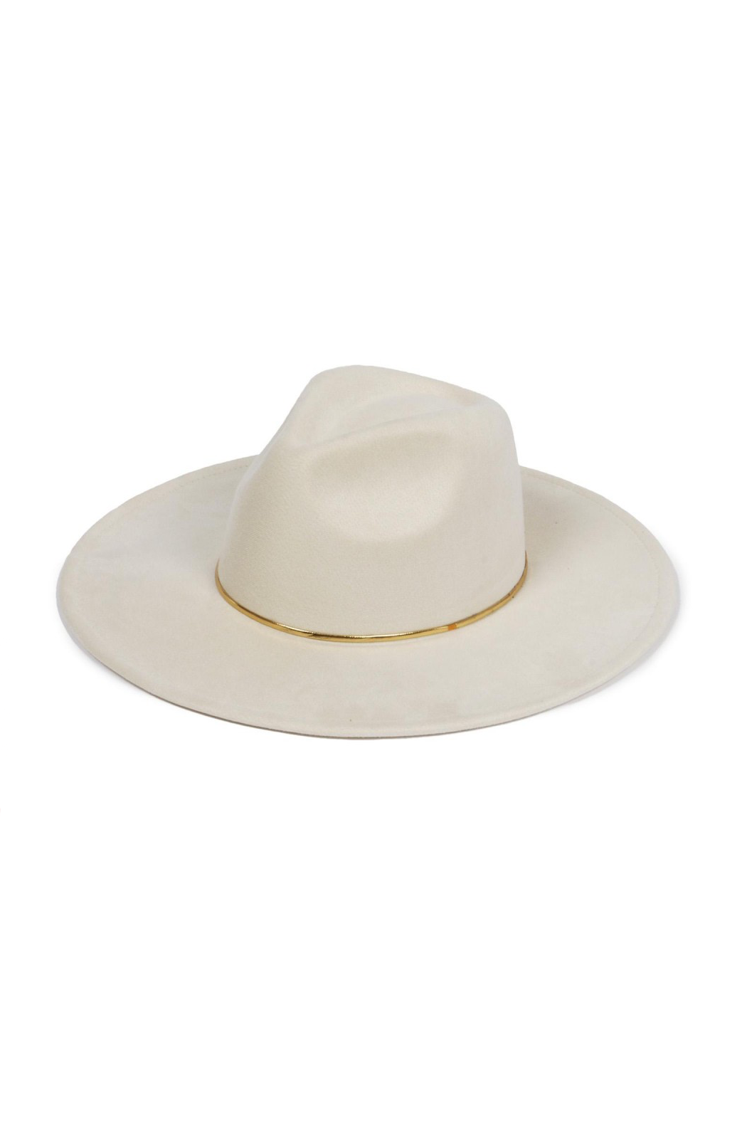 Gold Banded Vegan Suede Fedora