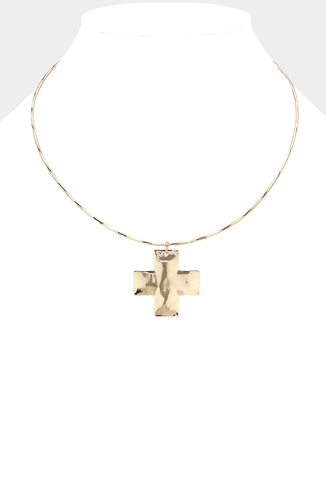 Hammered Gold Cross Necklace