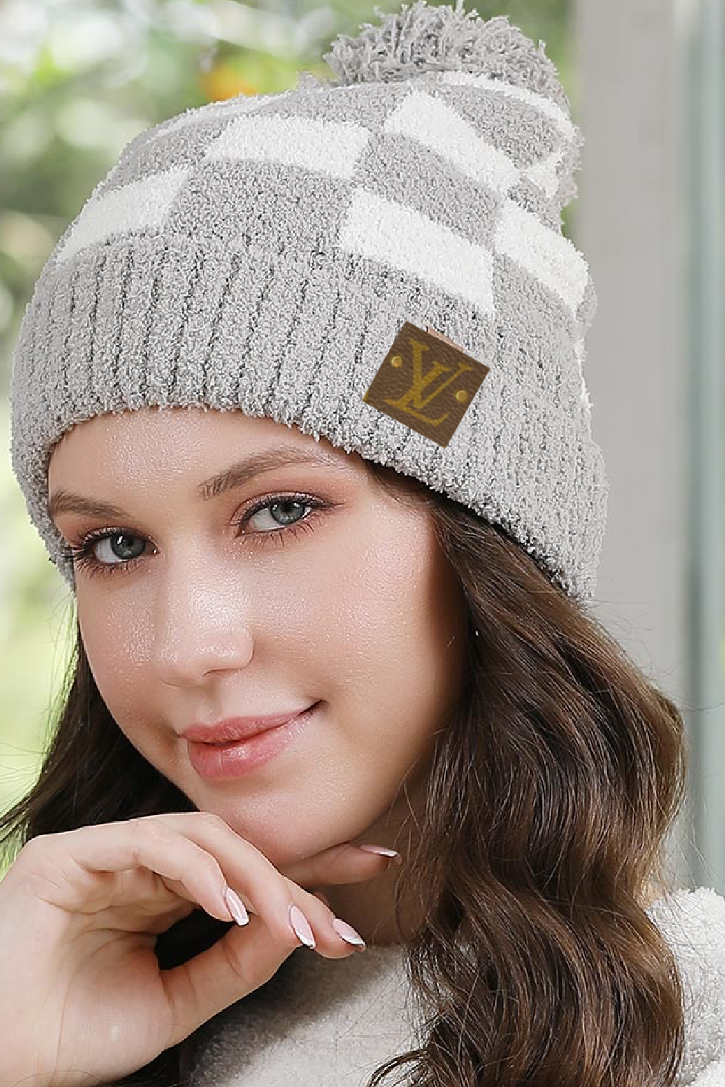 Upcycled Checkered Beanie