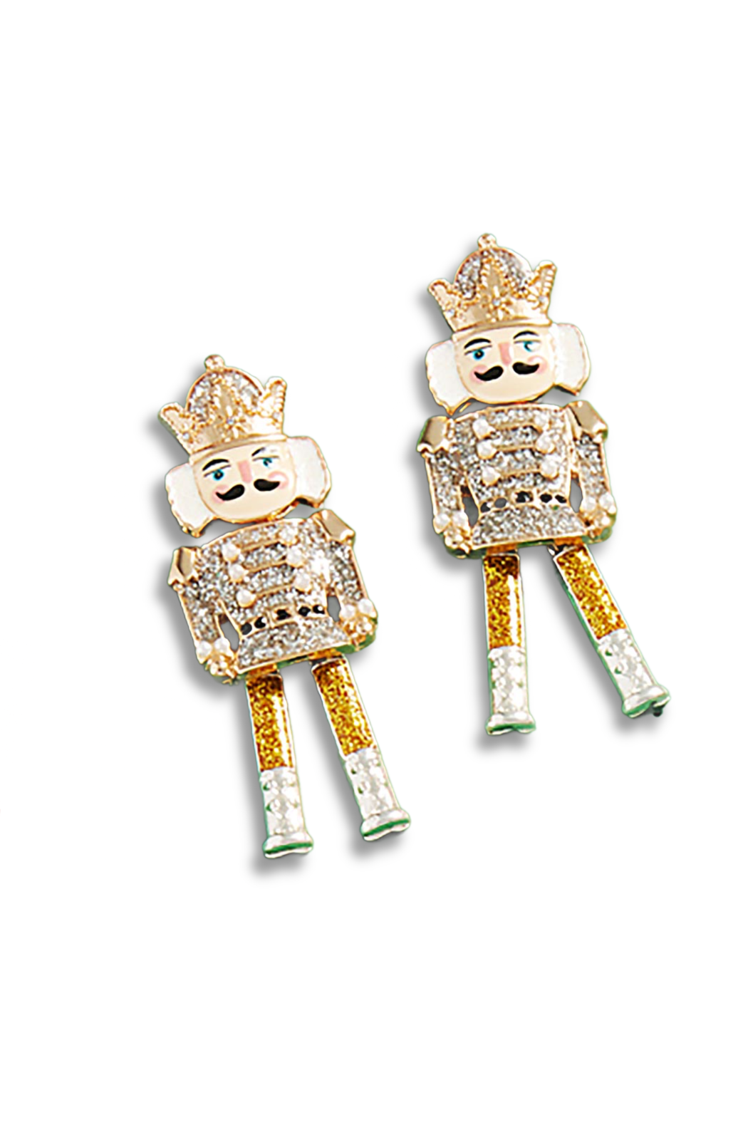 Glitter and Pearl Nutcracker Earrings