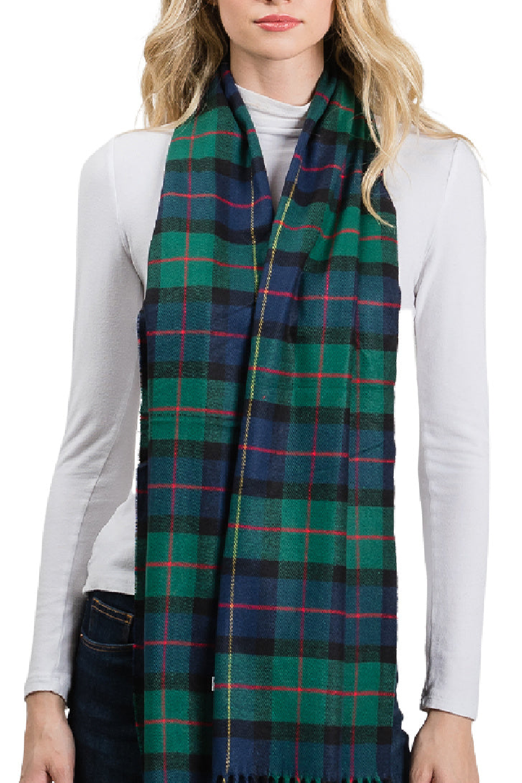 Green and Blue Plaid Scarf