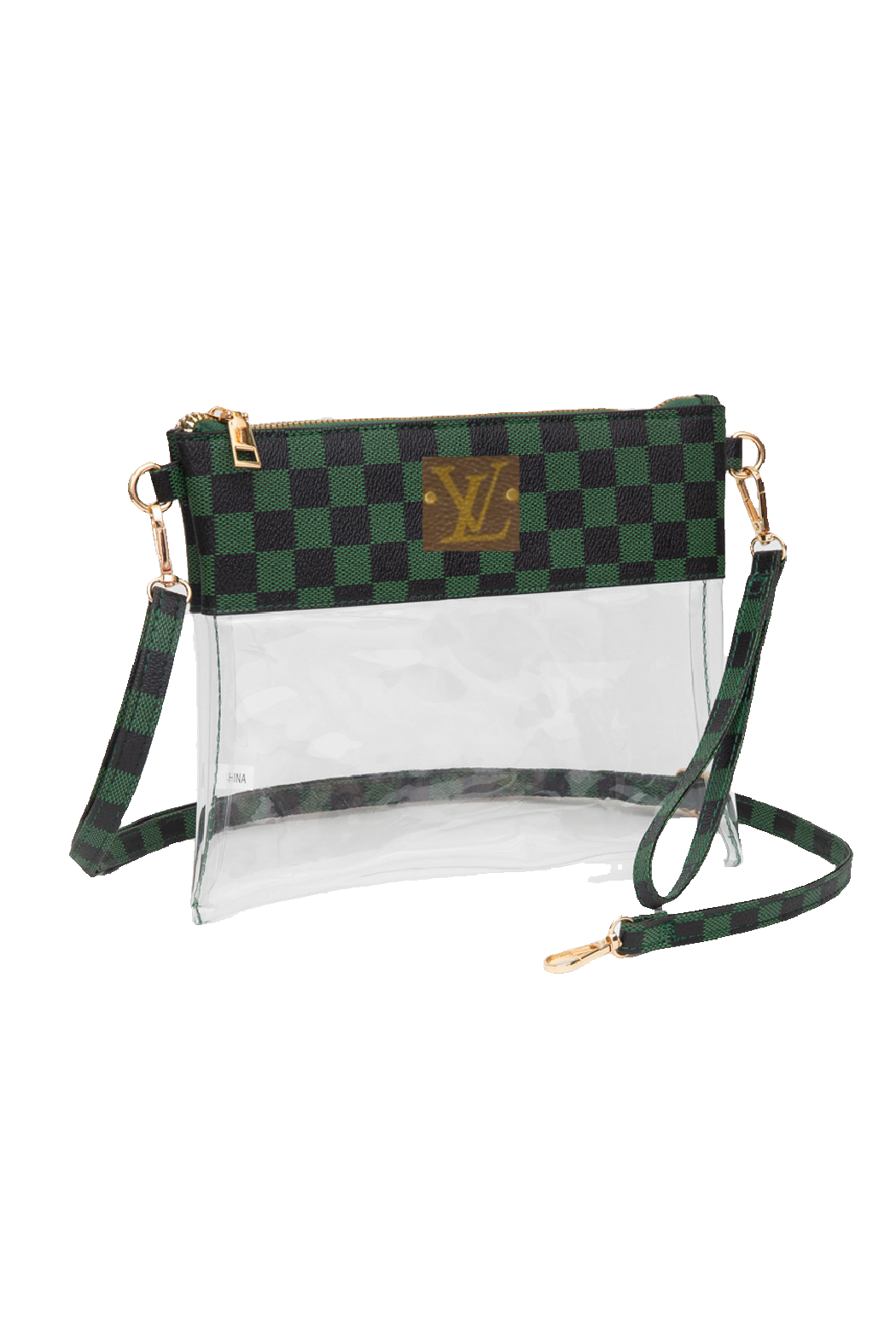 Upcycled Transparent Checkered Wristlet Crossbody Bag