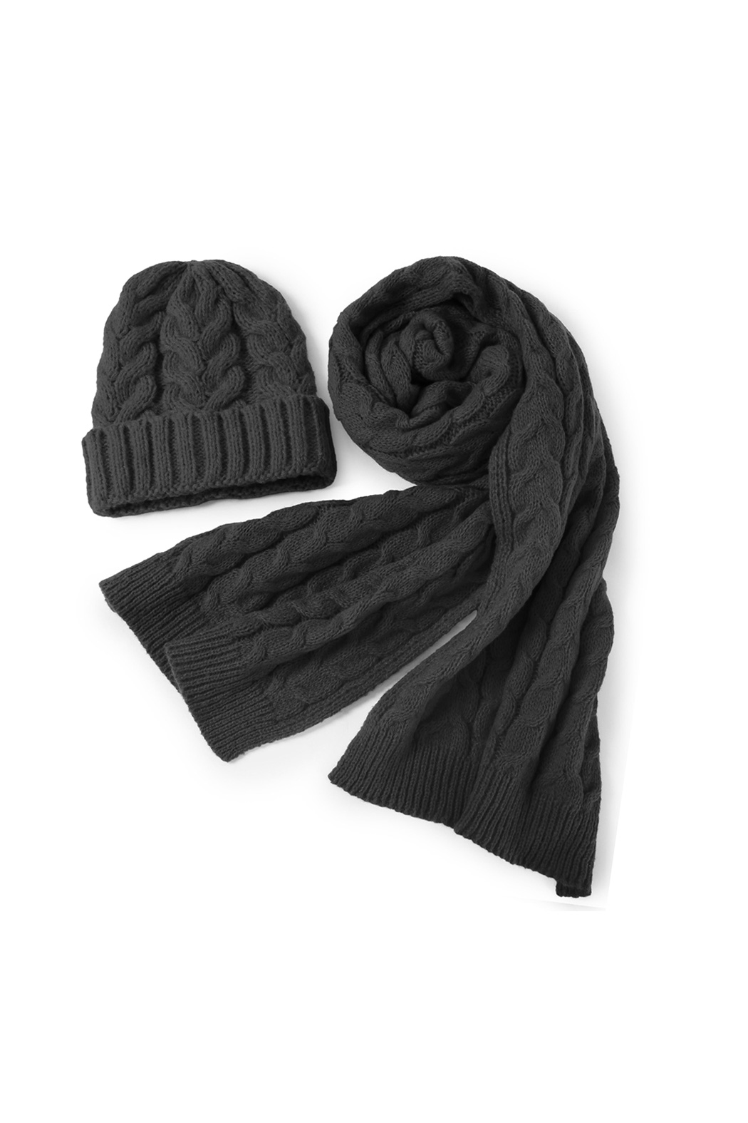 Cable Knit Beanie and Scarf Set