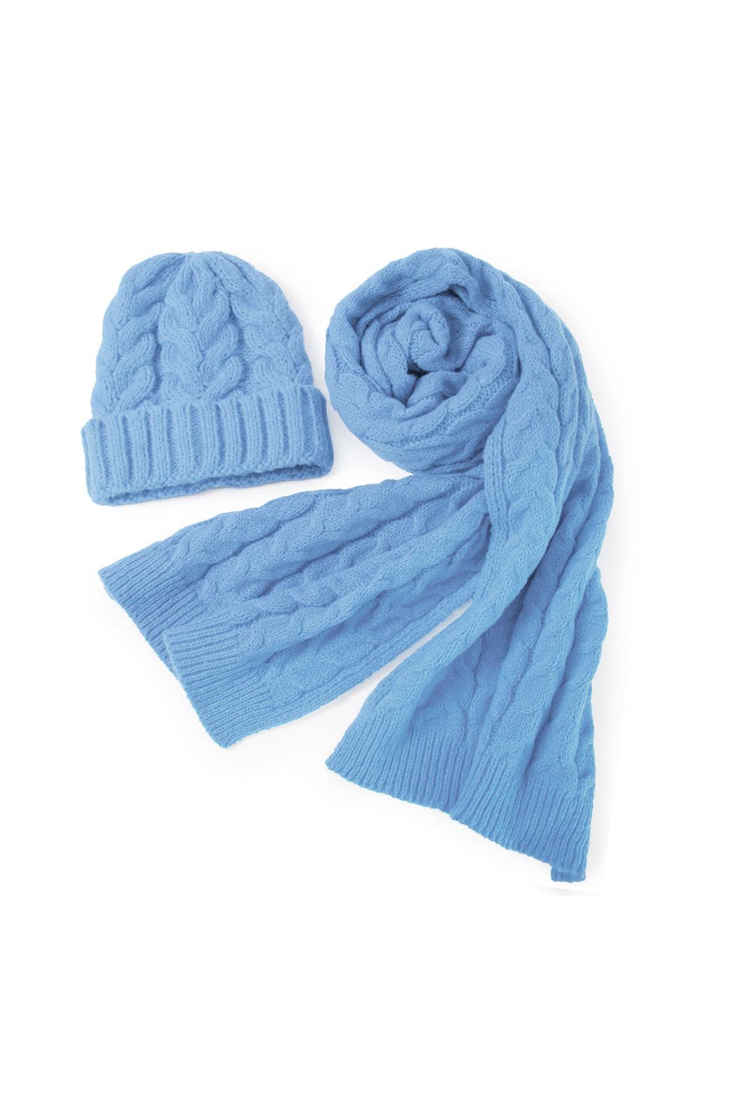 Cable Knit Beanie and Scarf Set