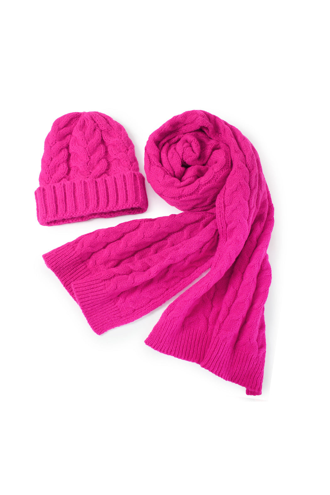 Cable Knit Beanie and Scarf Set