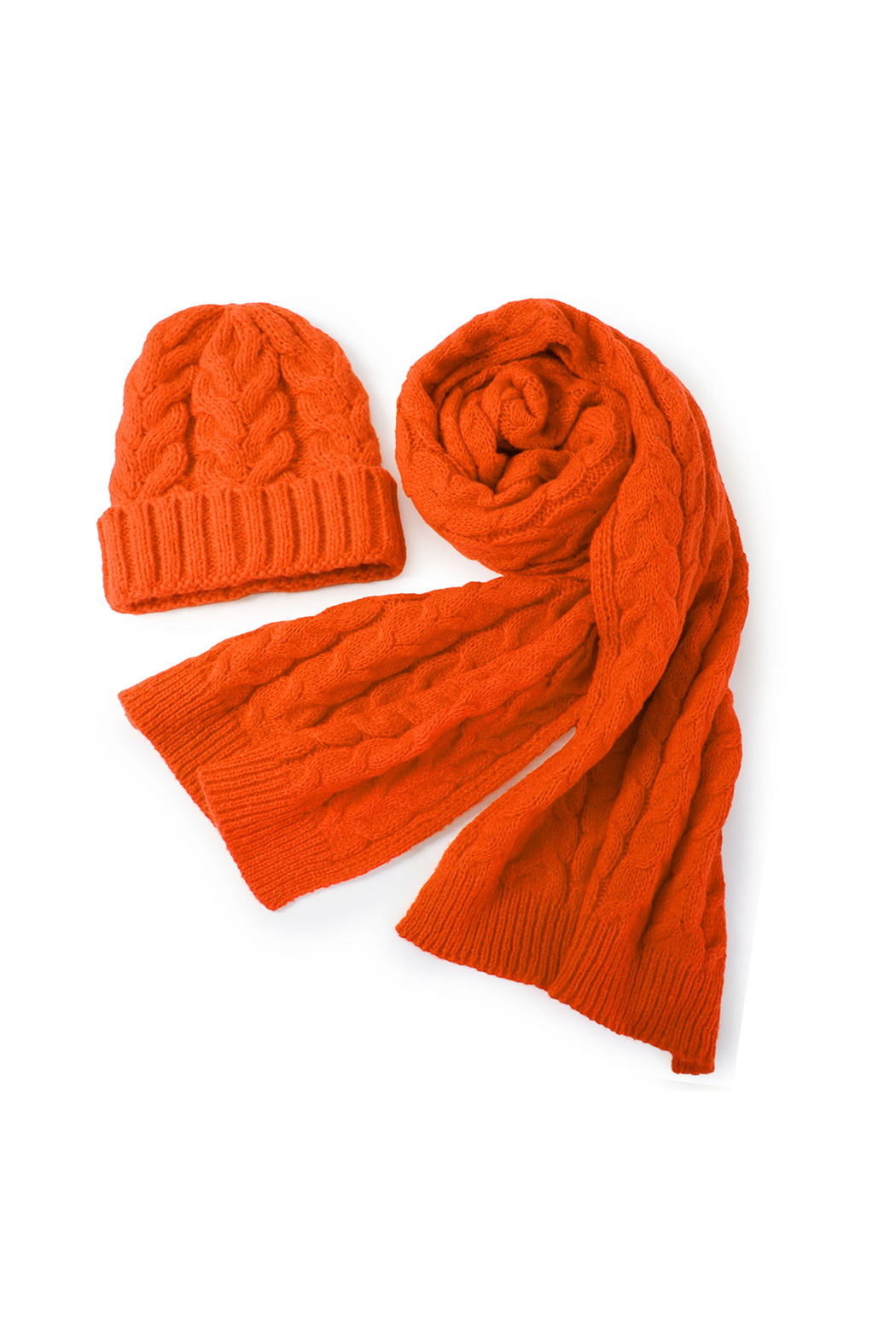 Cable Knit Beanie and Scarf Set