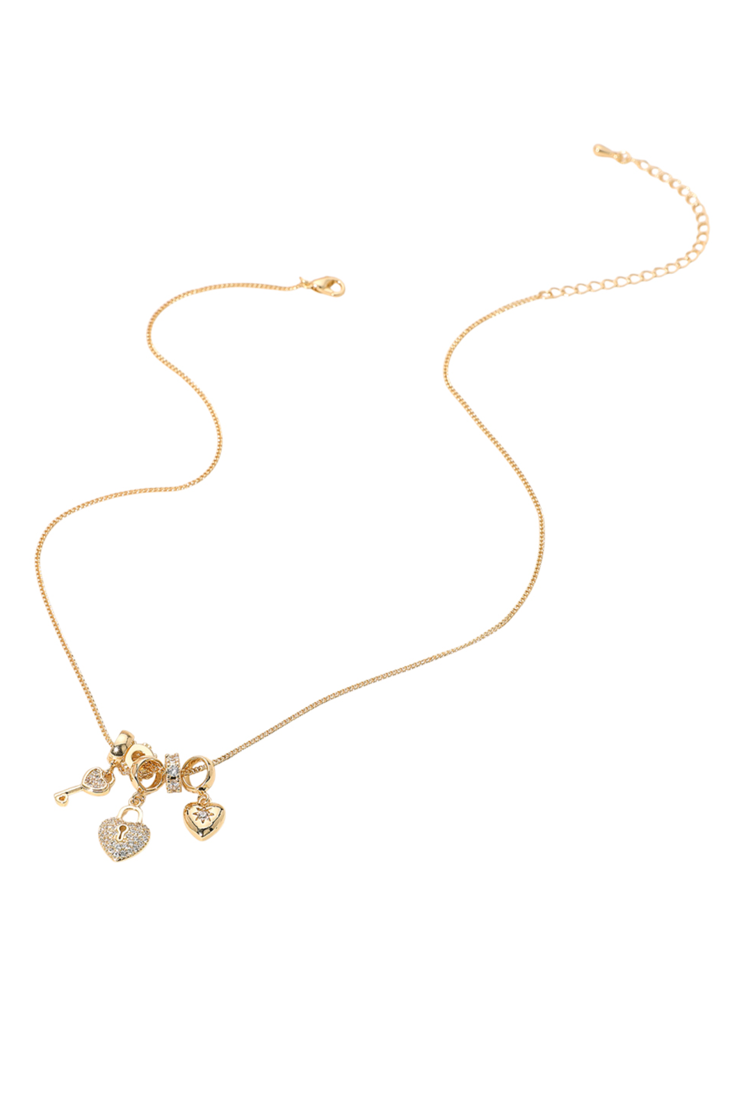 Heart and Key Charm Necklace