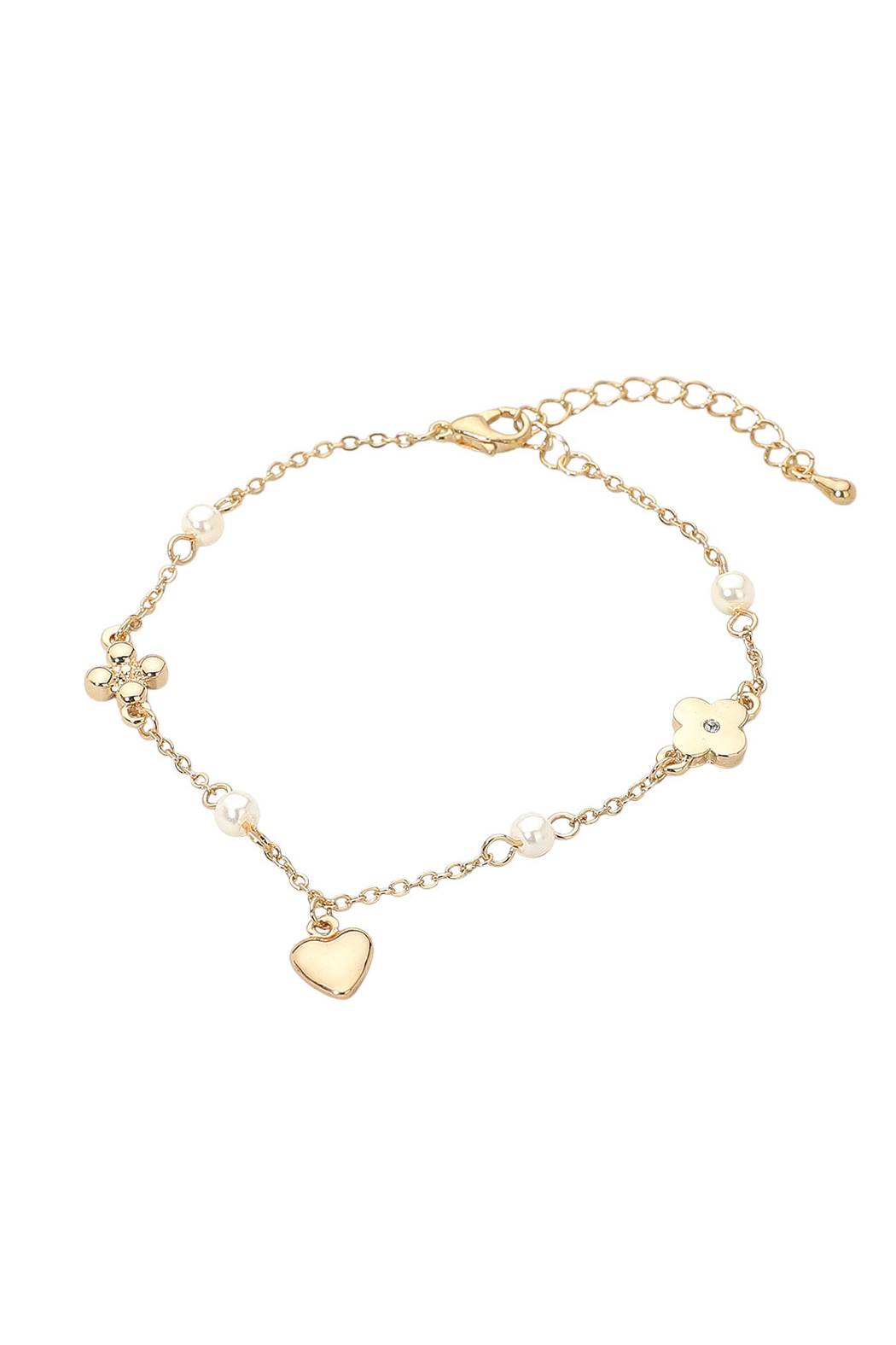 Heart, Clover, Pearl Bracelet