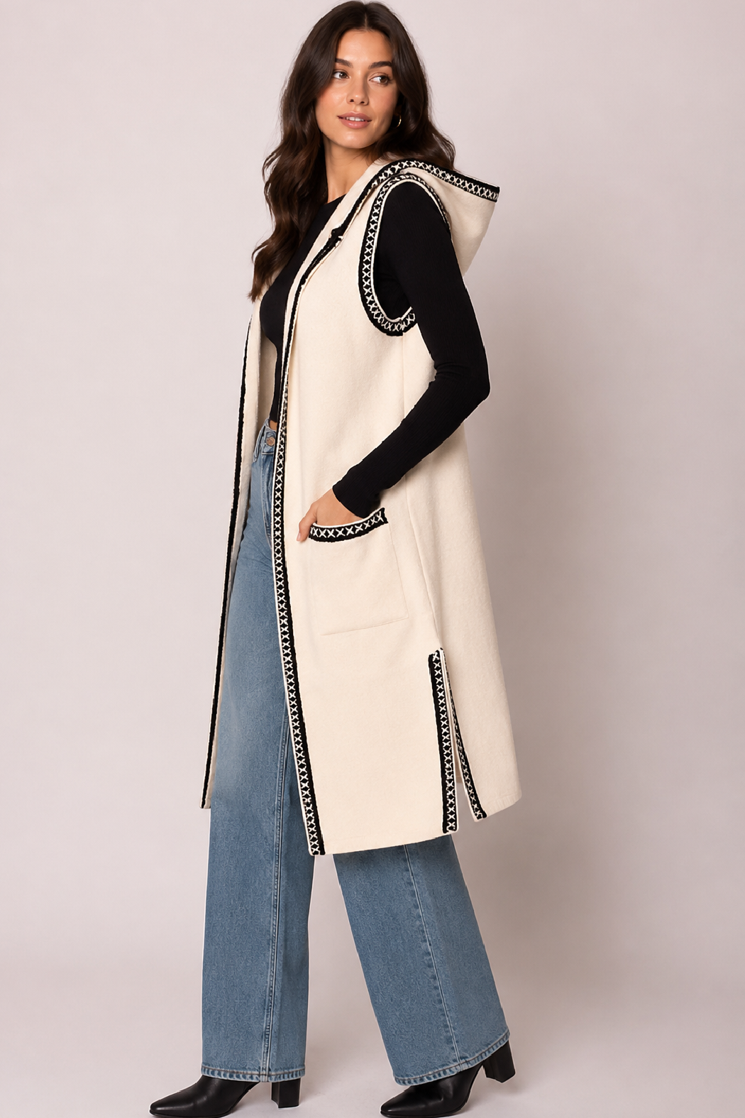 One-Size Hooded Long Vest