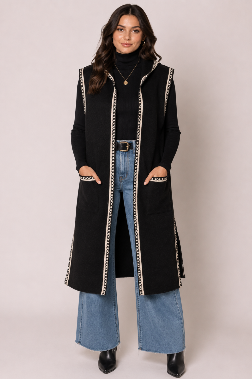 One-Size Hooded Long Vest