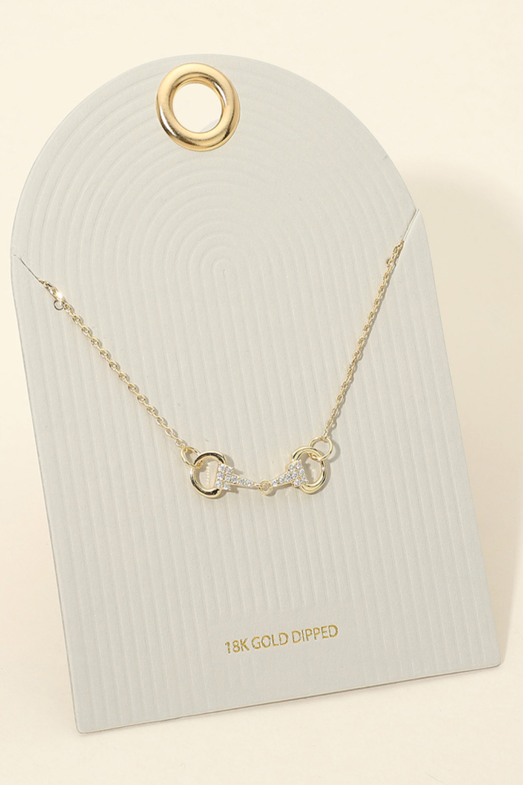 Gold Plated Sparkling Horsebit Necklace