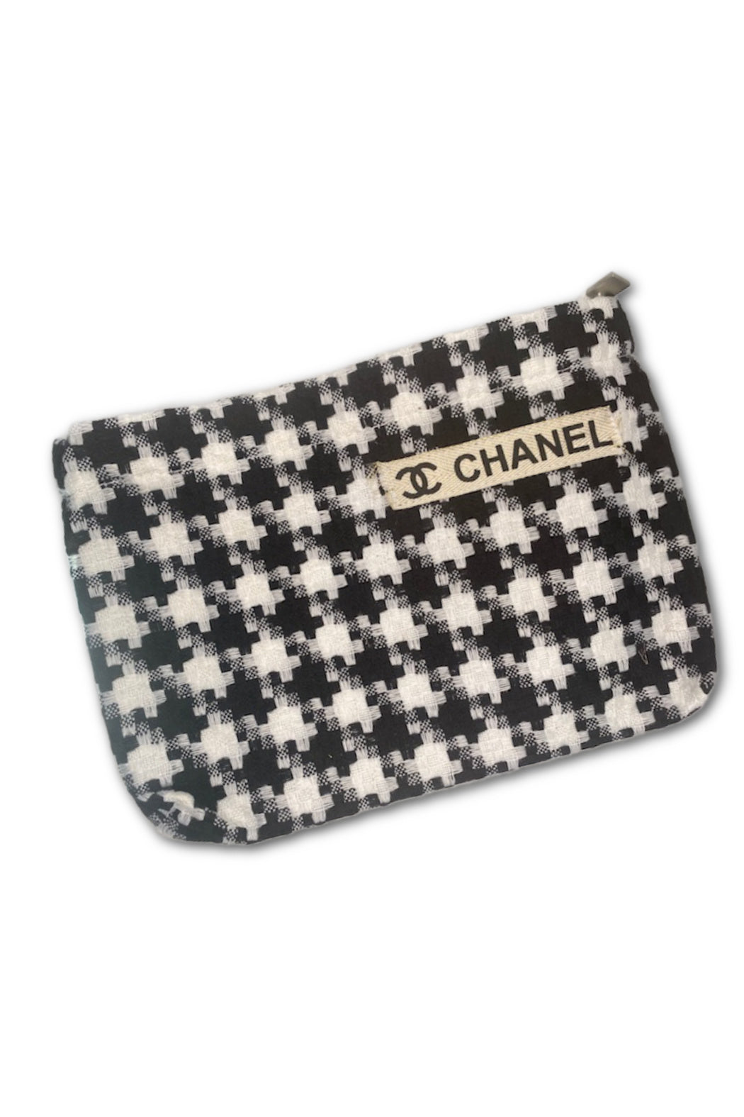 Upcycled Ribbon Houndstooth Pouch