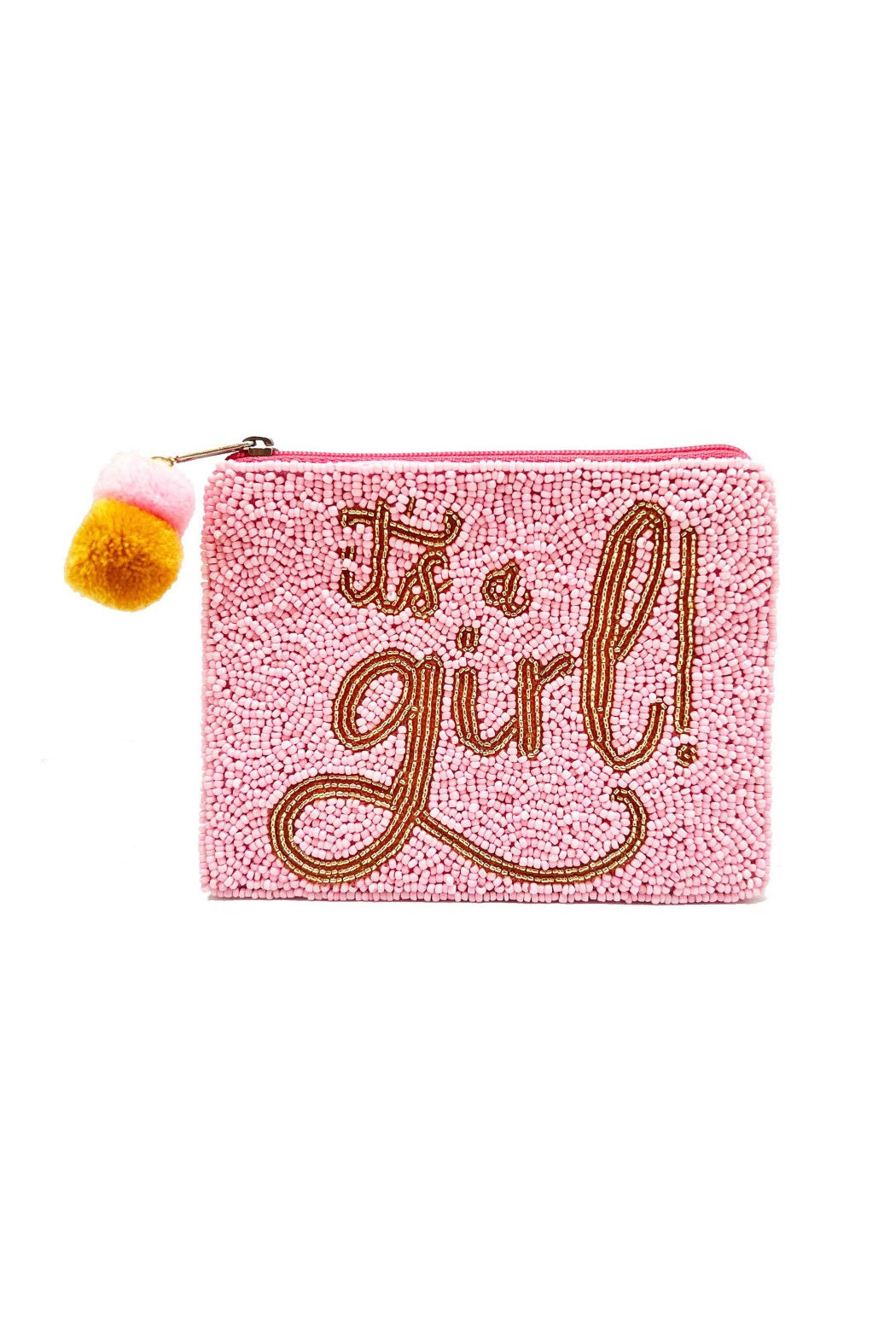 It's A Girl Beaded Pouch Bag