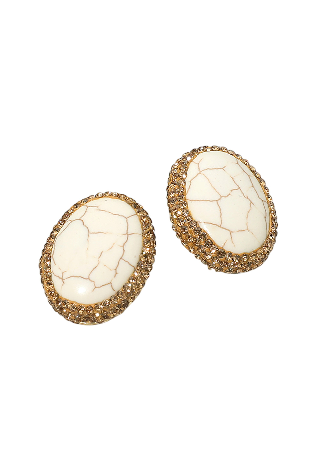 Oval Stone Crystal Earrings