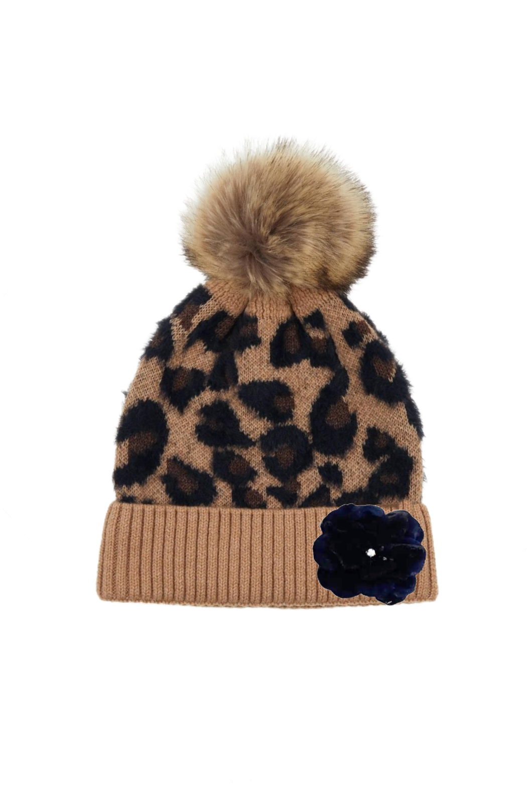 Rosey Leopard Pom Beanie