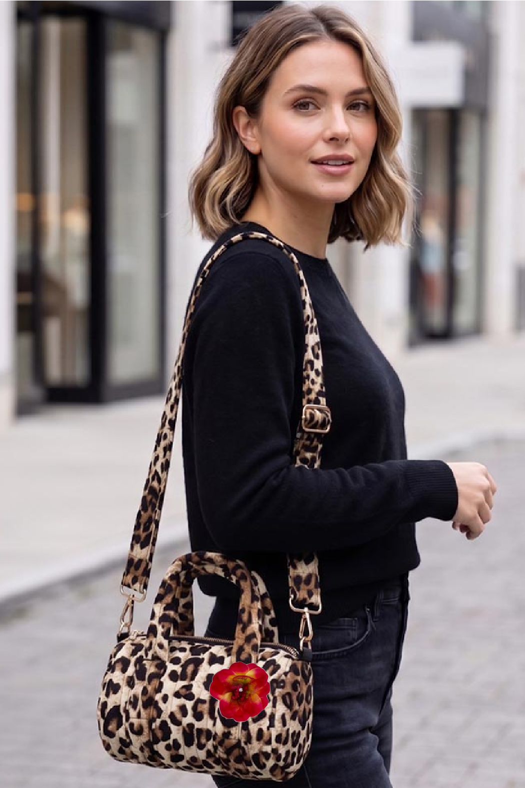 Rosey Leopard Satchel Crossbody