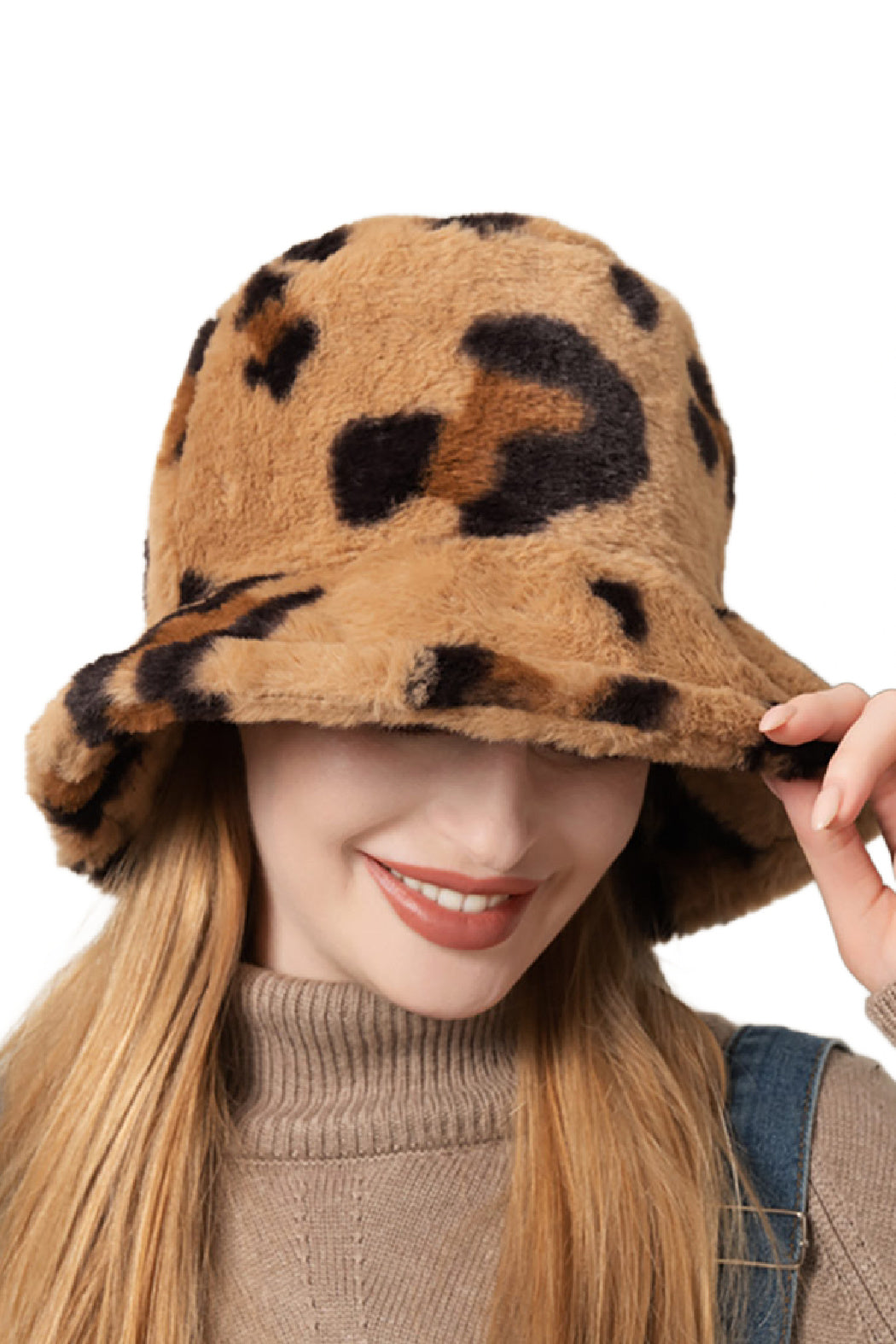 Leopard Faux Fur Bucket Hat