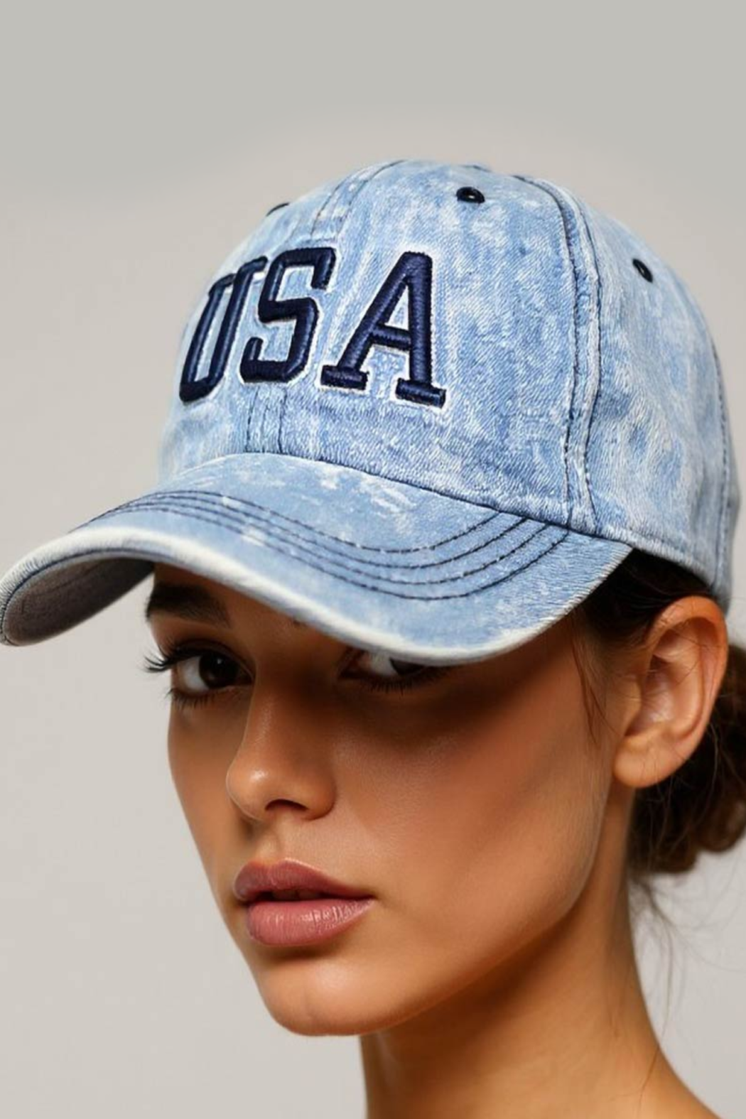 Distressed Embroidered USA Cap