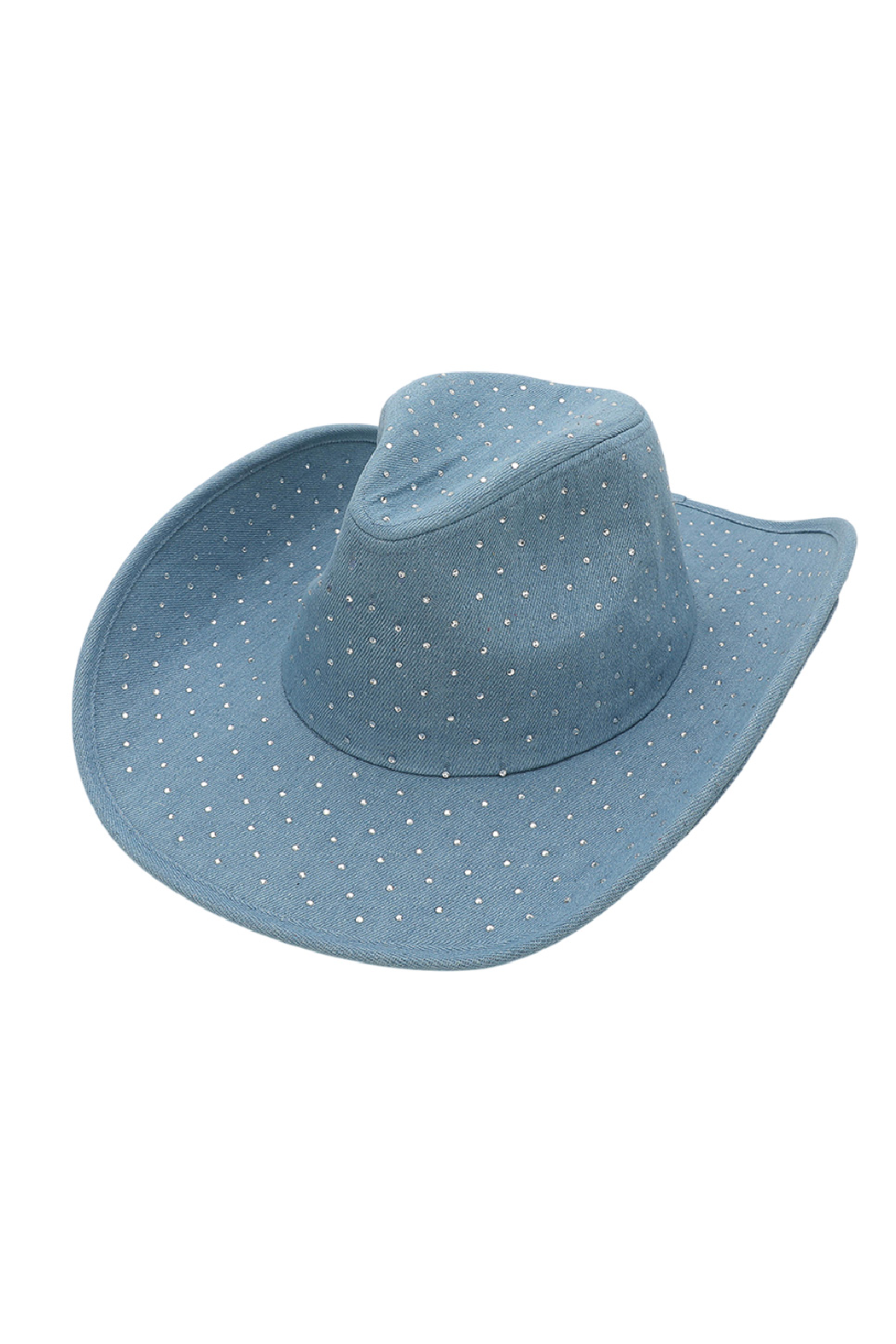 Crystal Studded Denim Cowboy Fedora Hat