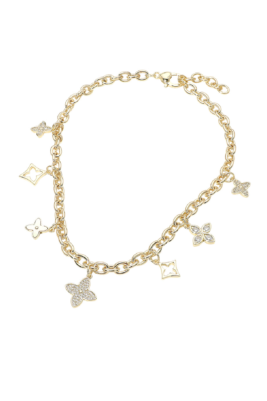 Gold Plated Lucky 7 Clover Necklace
