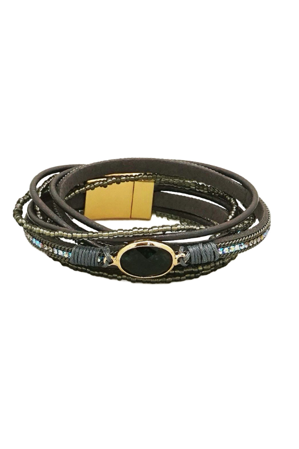 Gray Leather Bracelet