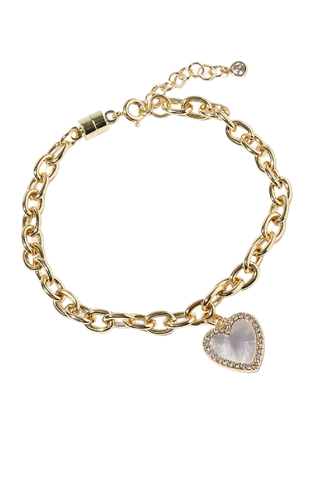 Gold Plated Magnetic Mother of Pearl Heart Bracelet