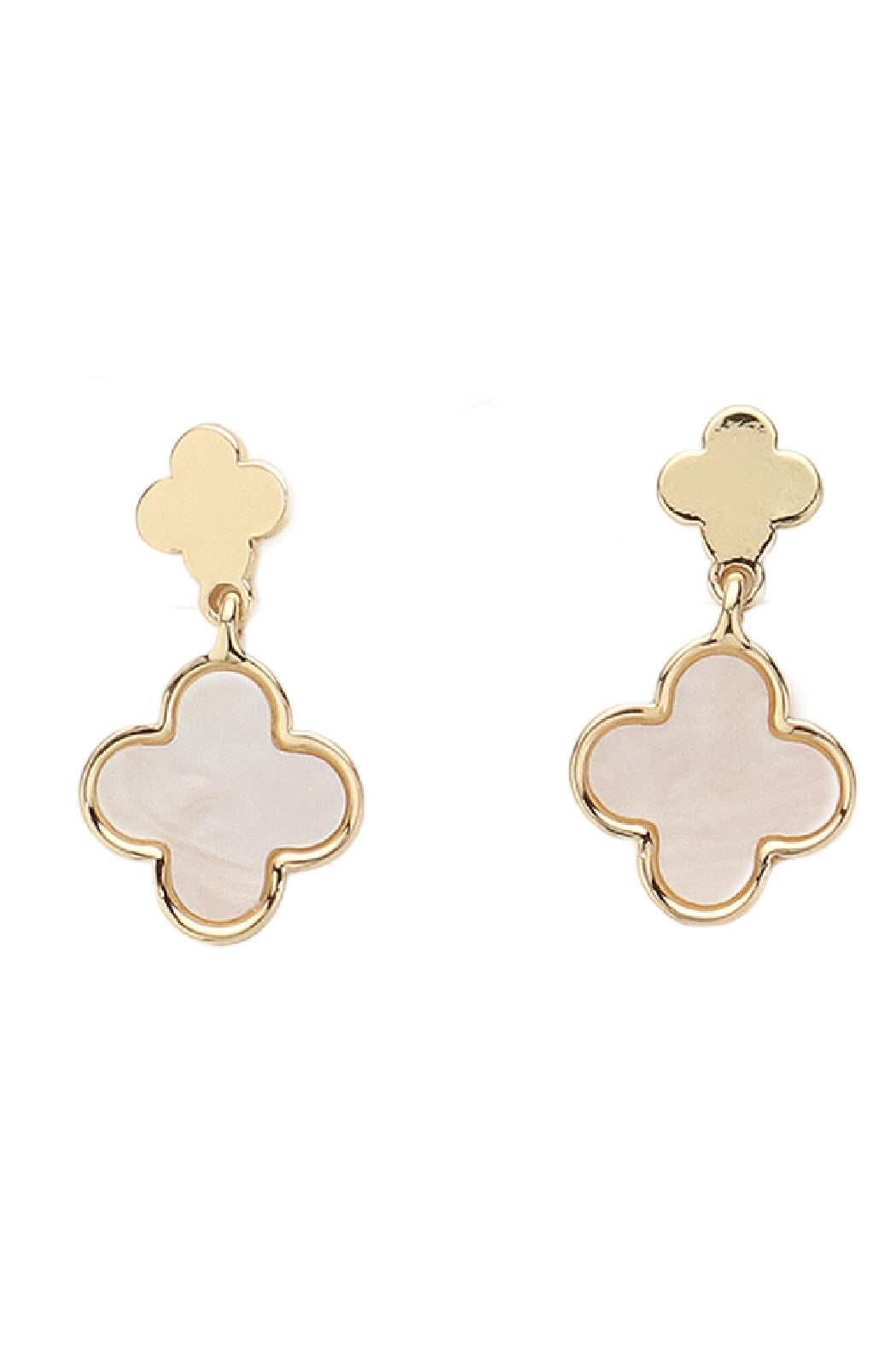 Double Mother of Pearl Clover Earrings